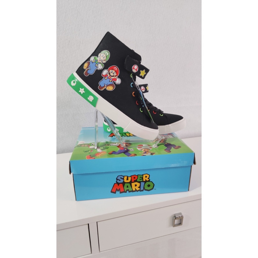 Nintendo Super‎ Mario Kid's Size 3 Sneakers Casual Shoes Black Style ECND3049mx